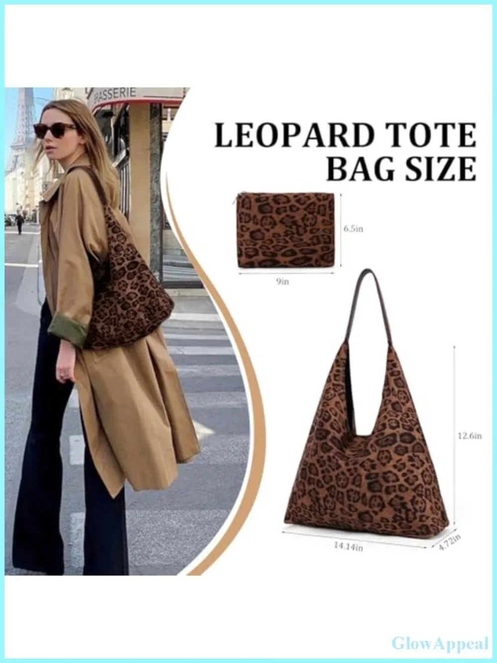 Faux Suede Leopard Hobo Tote Bag Women Large Capacity Work Purse Shoulder